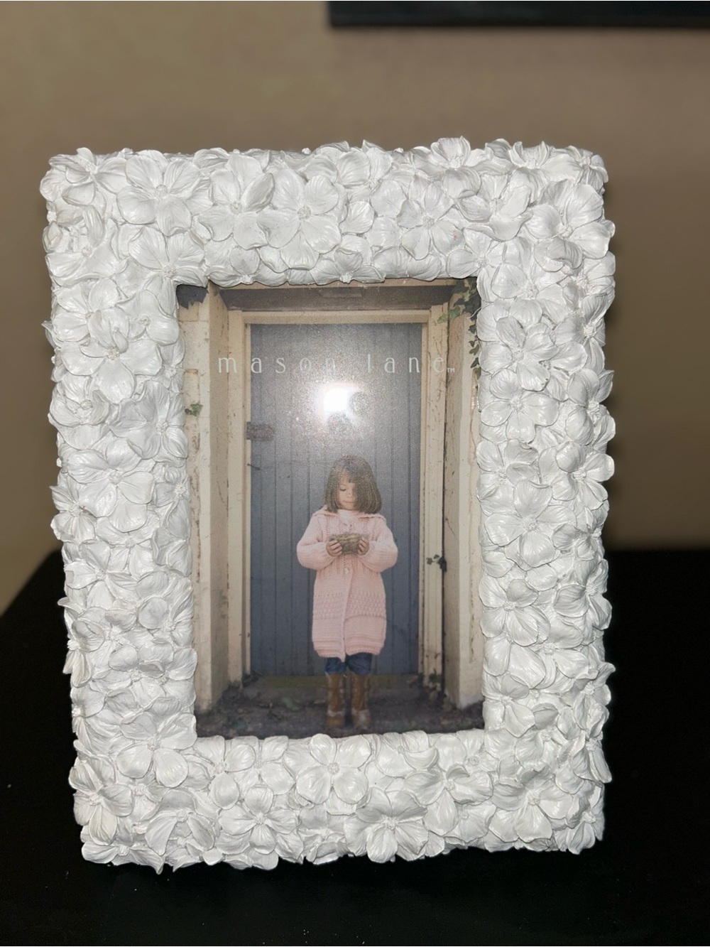 Shabby Chic White 3D Floral Resin Picture Frame Cottagecore Flower Coated